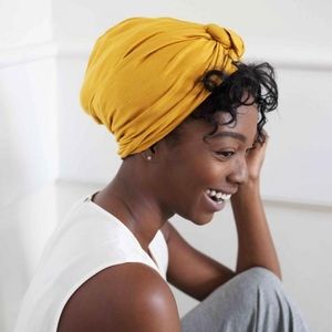 Mustard Satin-Lined Knot Turban